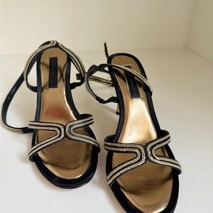 Black & Gold Strappy Women’s Sandals